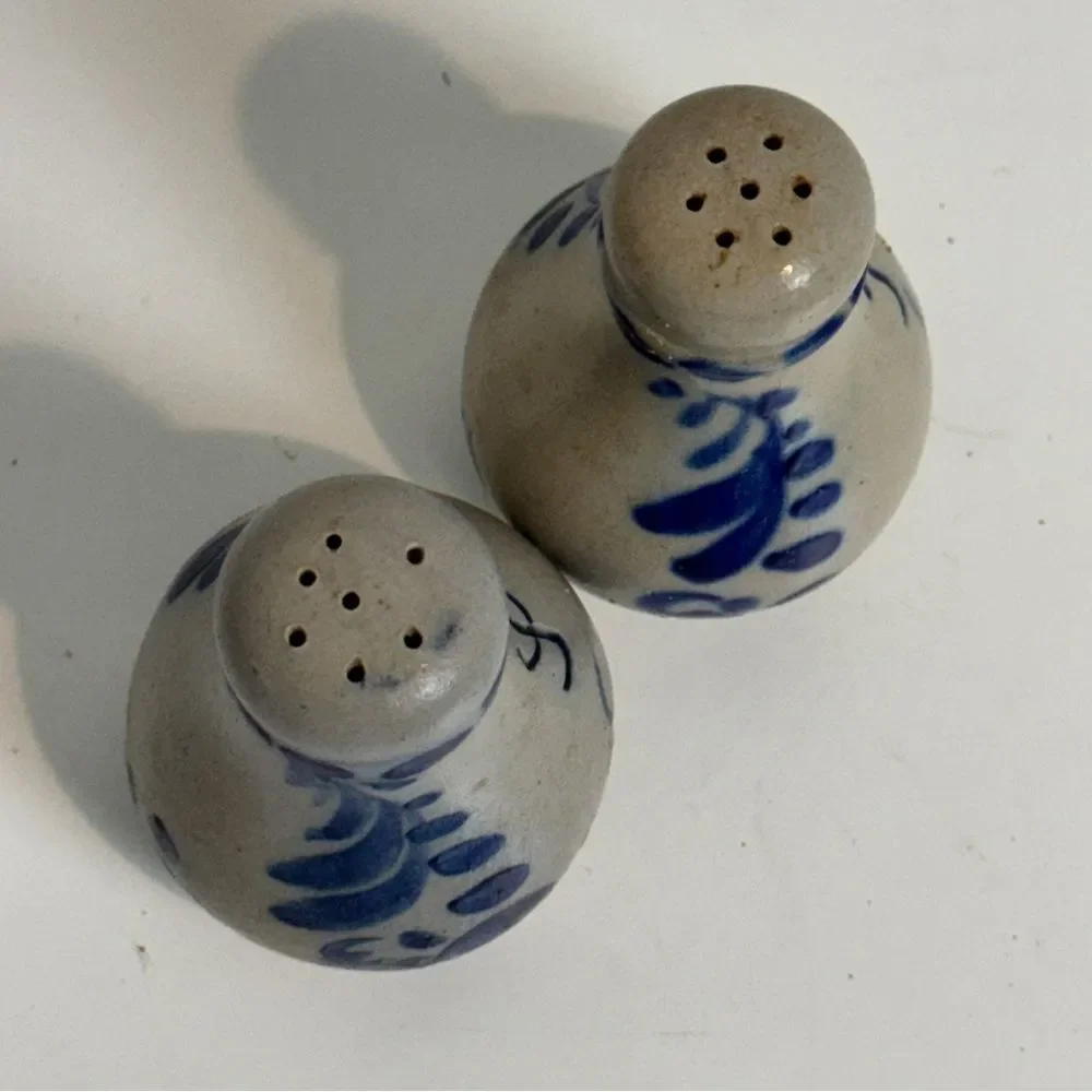 Vintage Salt Glazed German Stoneware Salt & Pepper Shaker Set